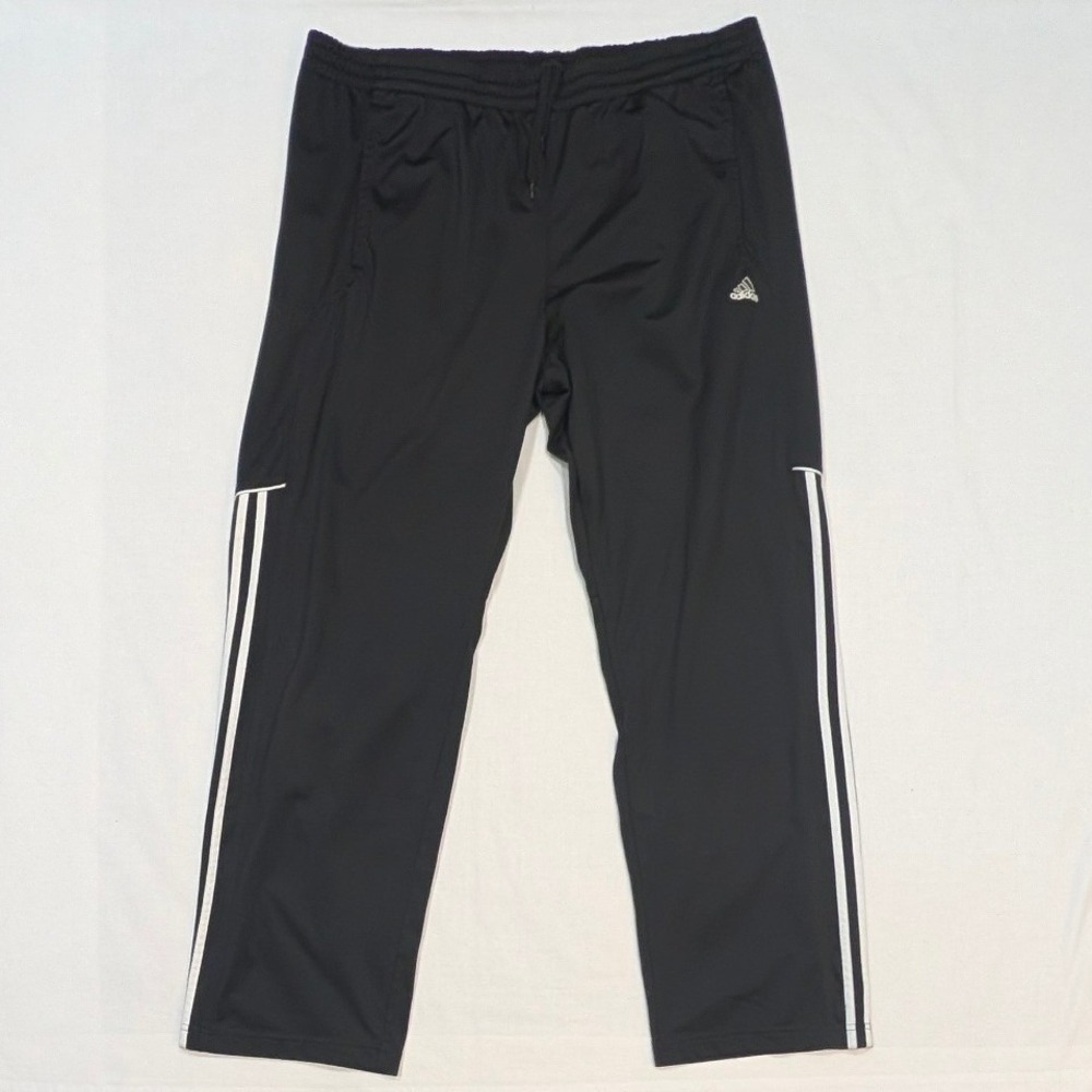 Adidas Mens XL Climalite Track Pants Black White 3 Stripe Athletic Pants
